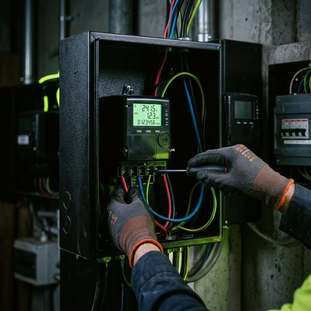 Level 2 electrician installing a smart electricity meter in Sydney