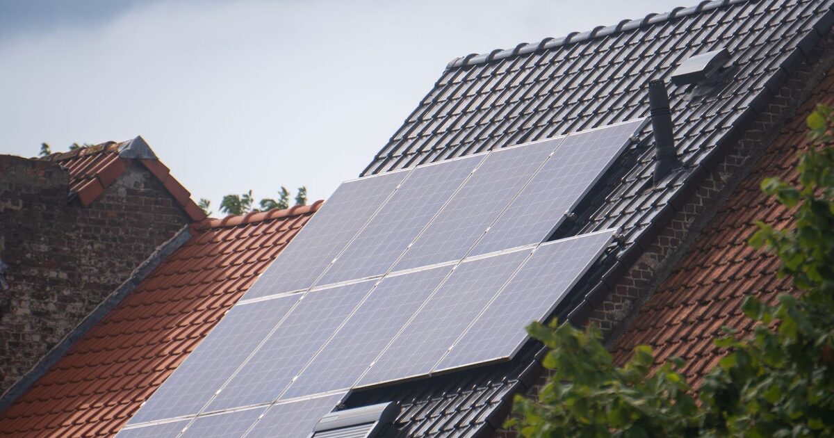 Rows of solar panels fitted to a house roof
