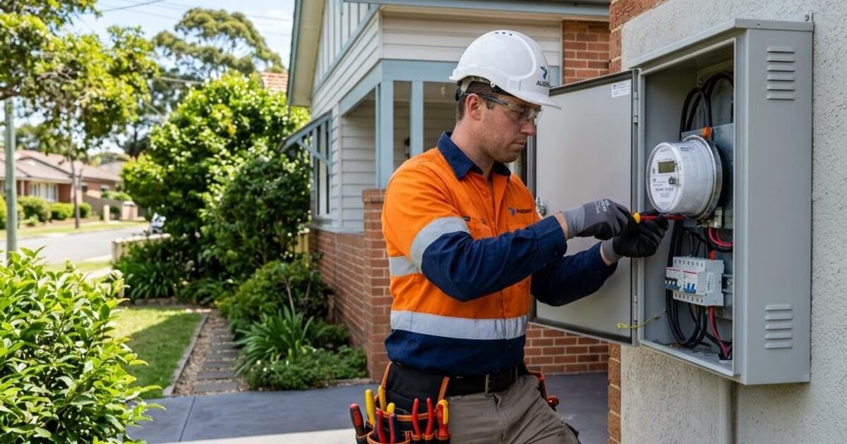 Level 2 electrician installing a smart electricity meter in Sydney